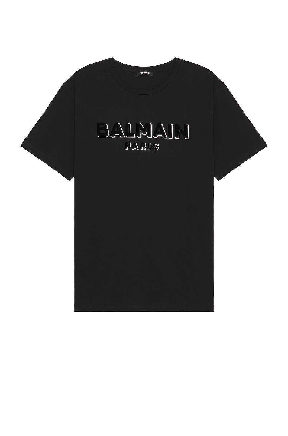 Image 1 of BALMAIN Flock & Foil T Shirt in Noir & Argent