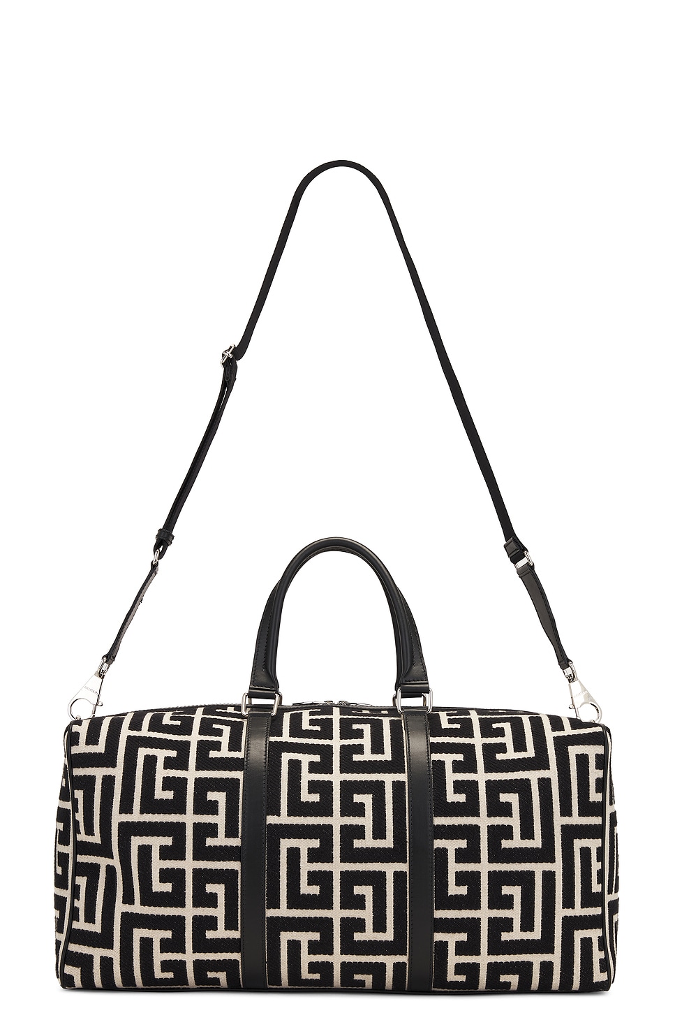 Shop Balmain Voyage Monogram Jacquard Bag In Ivory & Black