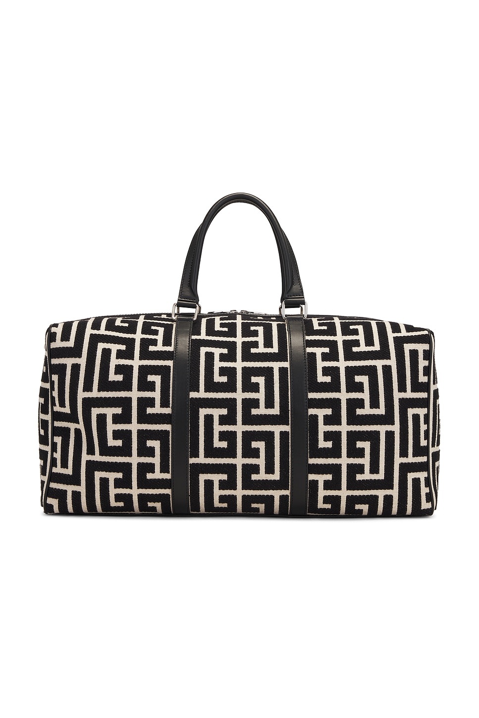 Shop Balmain Voyage Monogram Jacquard Bag In Ivory & Black