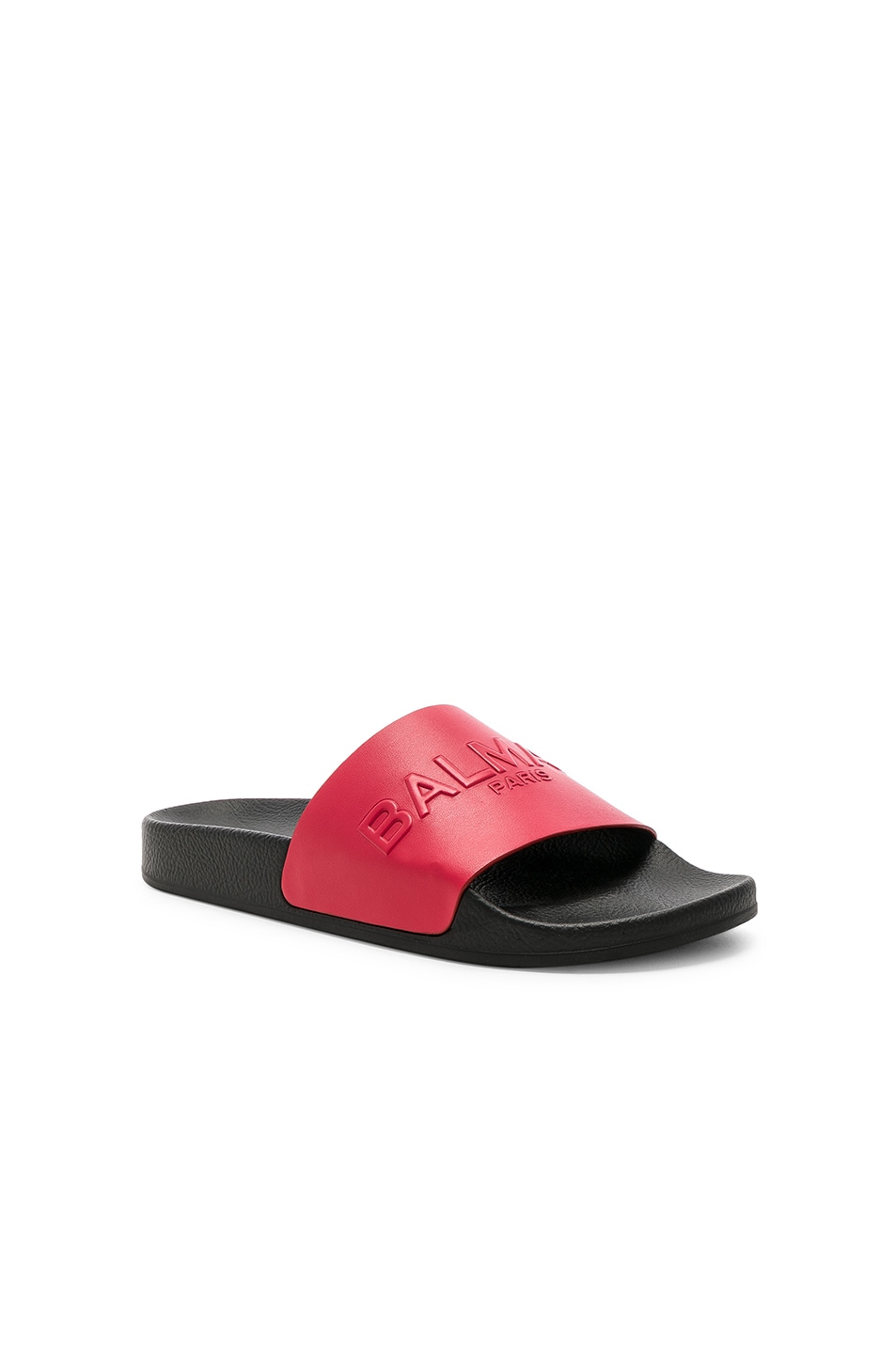 BALMAIN Leather Calypso Sandals in Red | FWRD