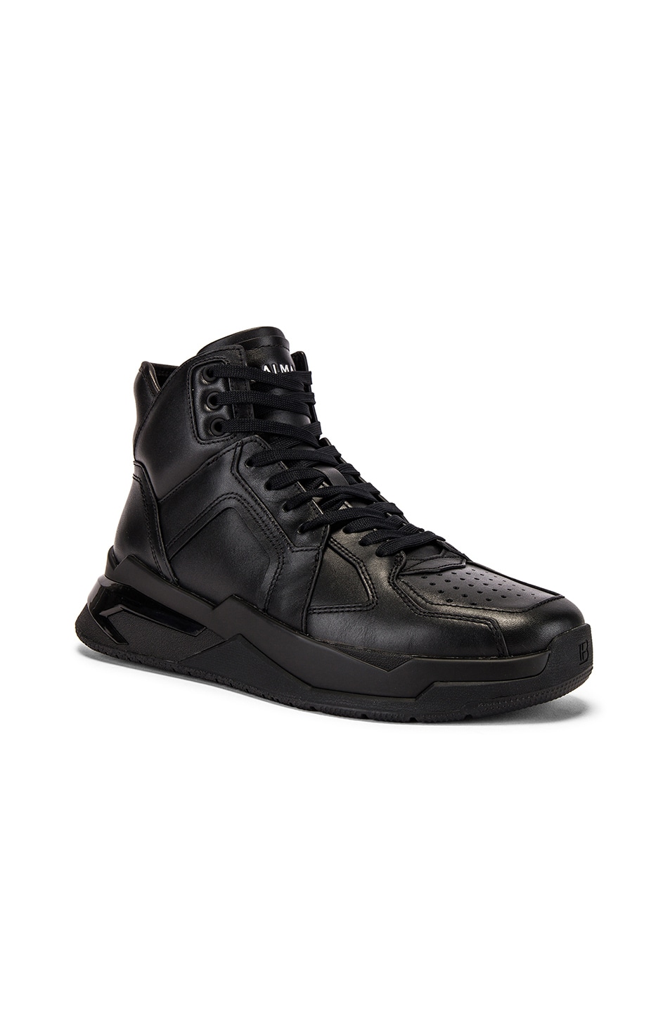 Image 1 of BALMAIN B-Ball Leather Sneaker in Noir & Noir