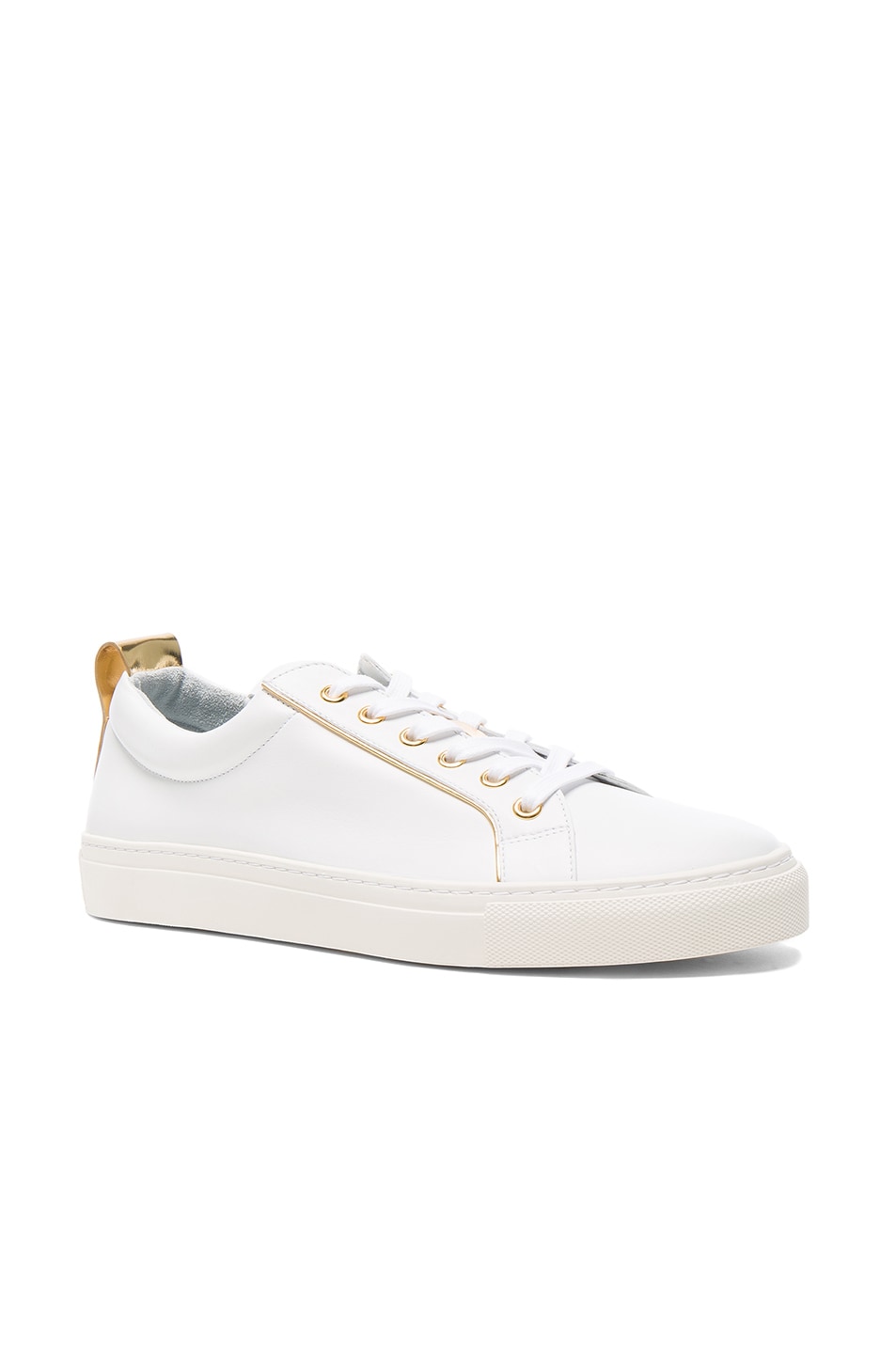 Image 1 of BALMAIN Gold Piping Sneakers in White