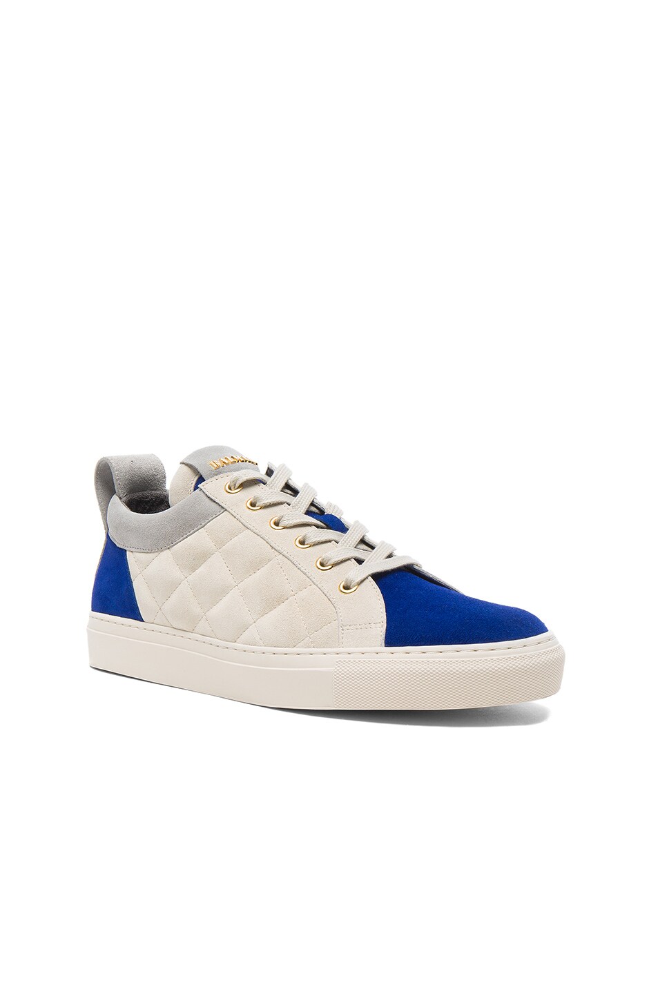 Image 1 of BALMAIN Quilted Suede Sneakers in Blue