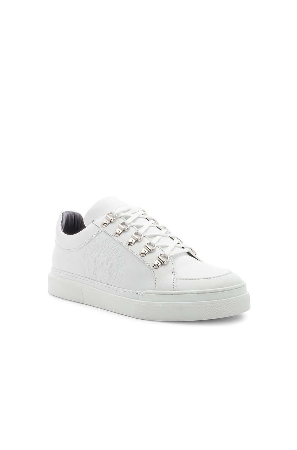 Image 1 of BALMAIN Leather Coral Low Sneakers in White