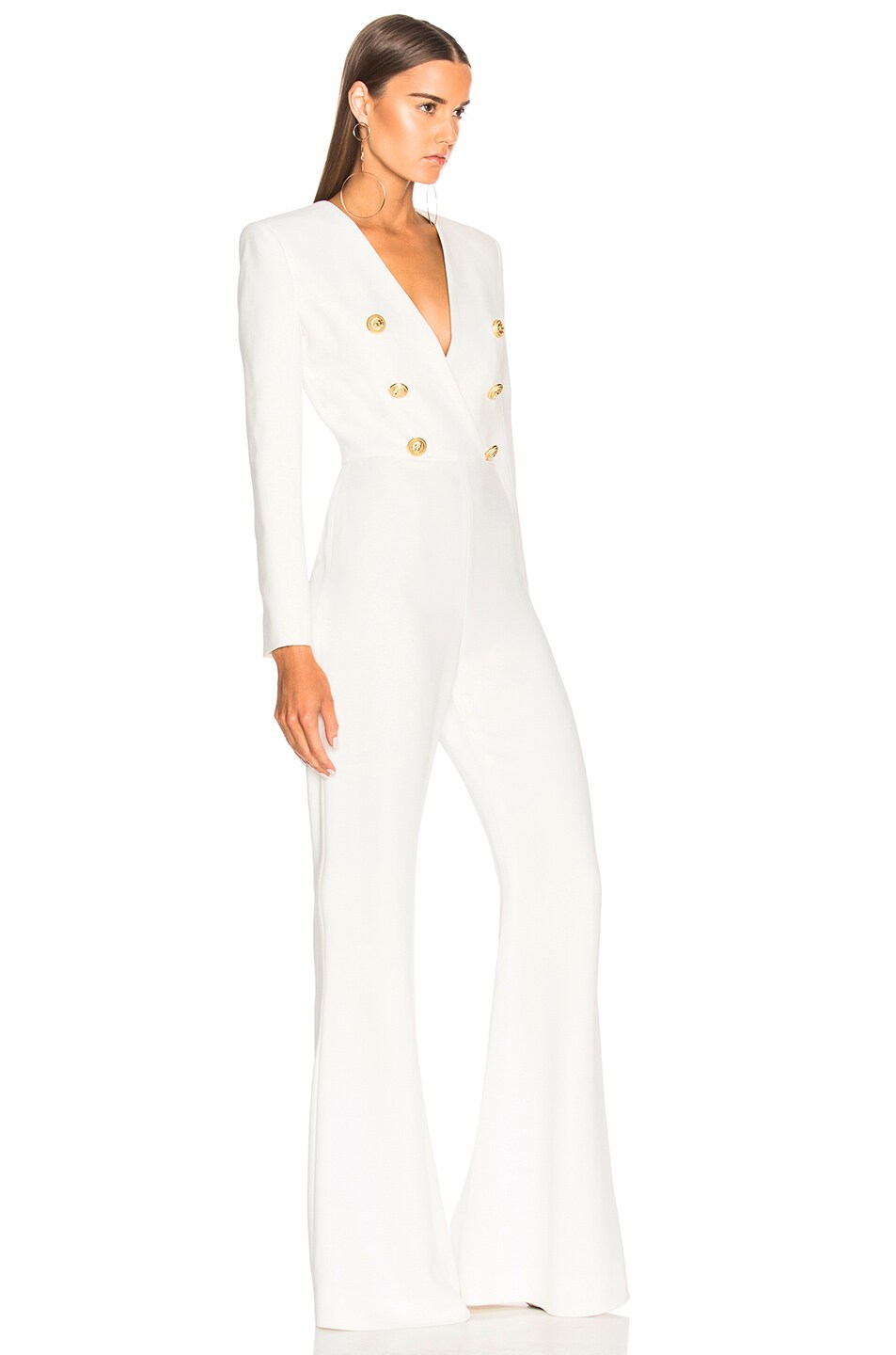 BALMAIN Double Breasted Jumpsuit in White | FWRD