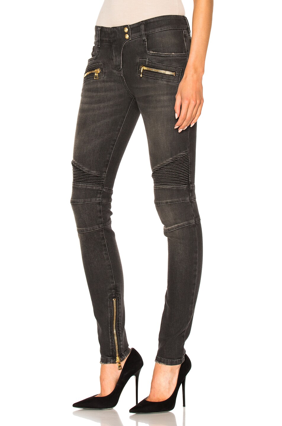 gray moto jeans