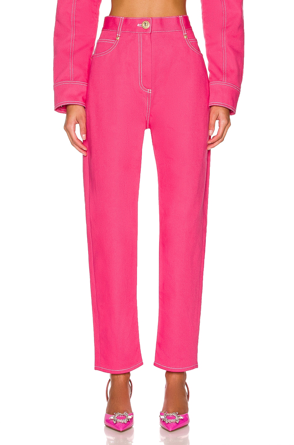 Image 1 of BALMAIN High Waisted Patch Straight in Rose