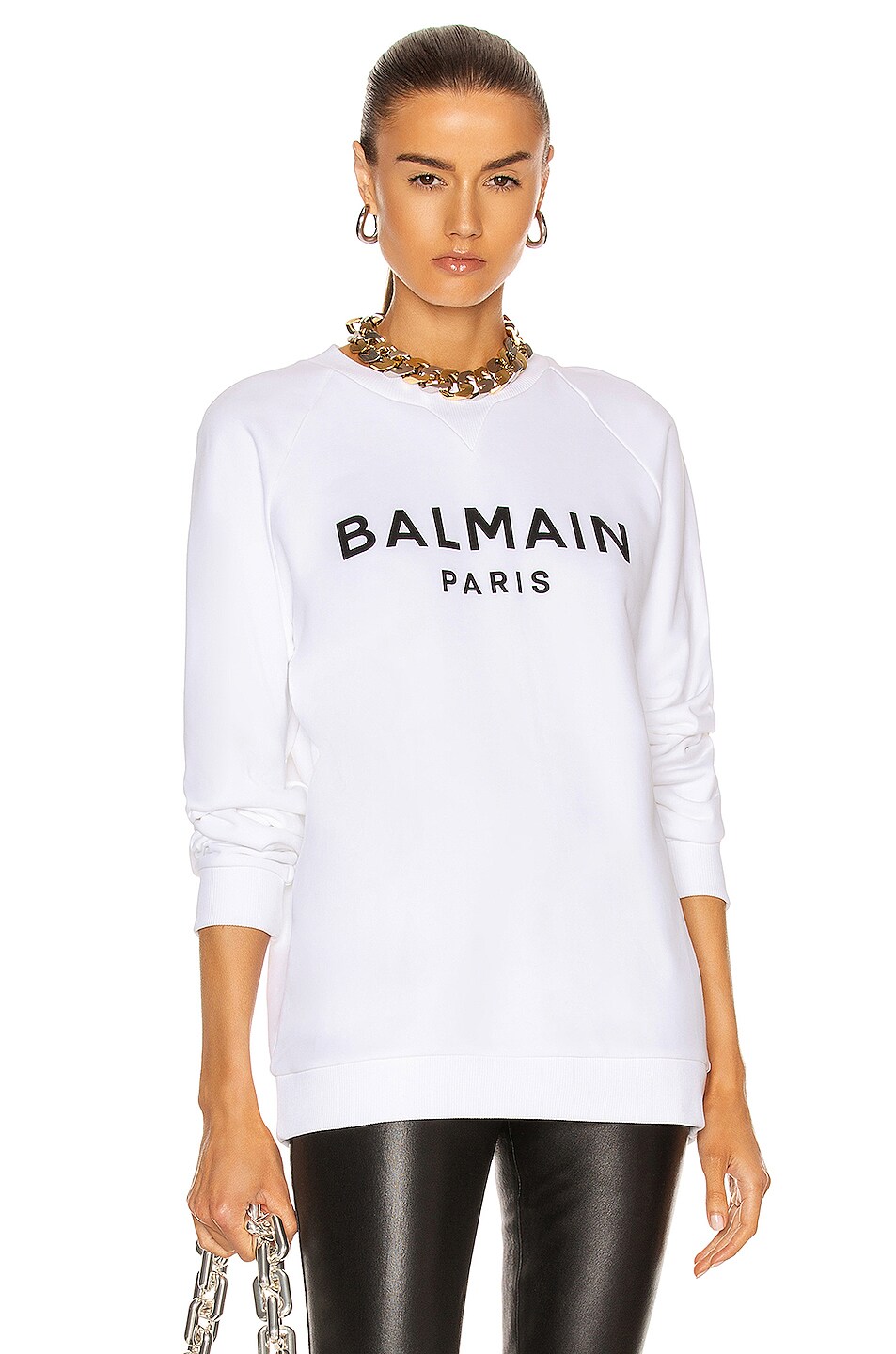 Image 1 of BALMAIN Logo Sweatshirt in Blanc & Noir