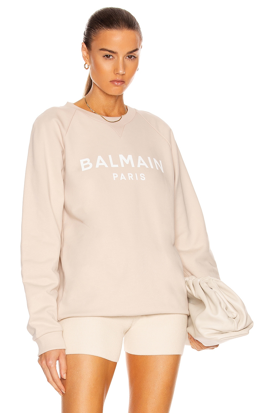 Image 1 of BALMAIN Printed Logo Sweatshirt in Ivoire & Blanc