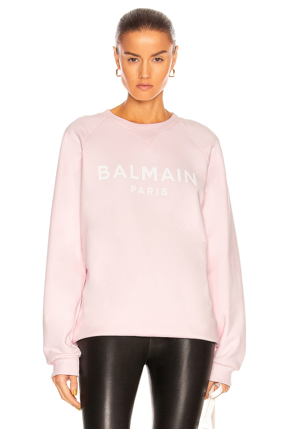 Image 1 of BALMAIN Printed Logo Sweatshirt in Pale Rose & Blanc