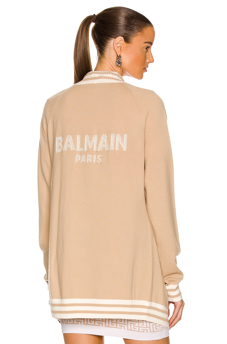 Image 1 of BALMAIN Buttoned Cardigan in Sable & Naturel
