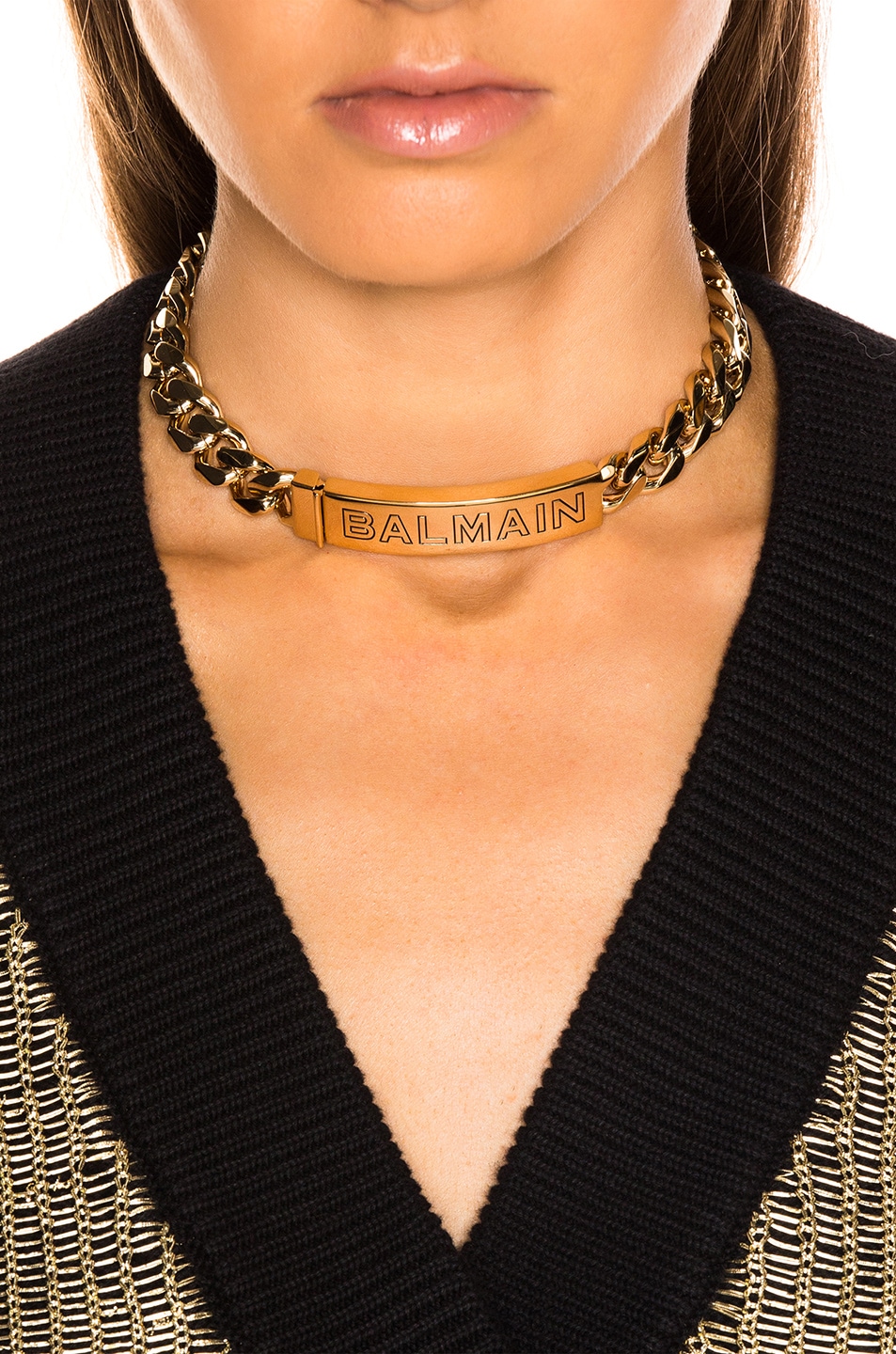 BALMAIN Logo Chain Choker in Gold | FWRD
