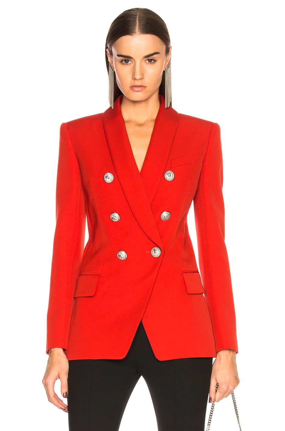 Image 1 of BALMAIN Oversized Double Breasted Blazer in Red