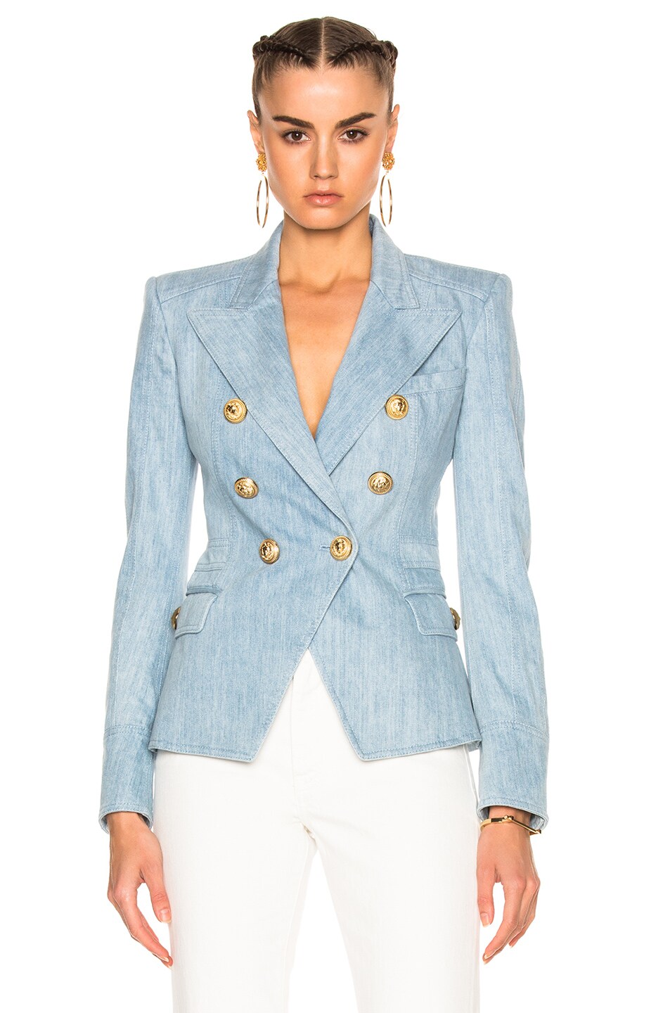 Image 1 of BALMAIN Double Breasted Blazer in Blue Jean