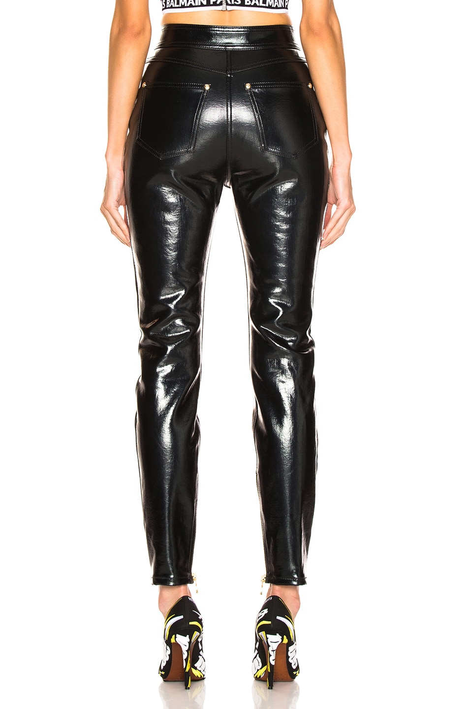 BALMAIN Patent Leather Pants in Black | FWRD