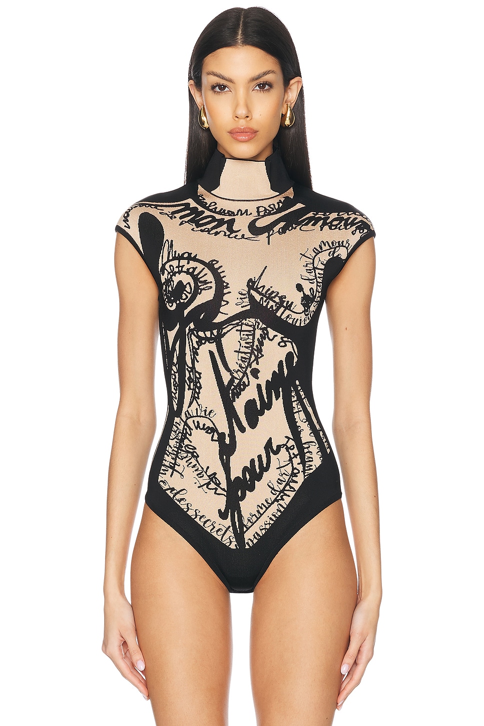 Balmain Body Letter Trompe L'oeil Knit Bodysuit
