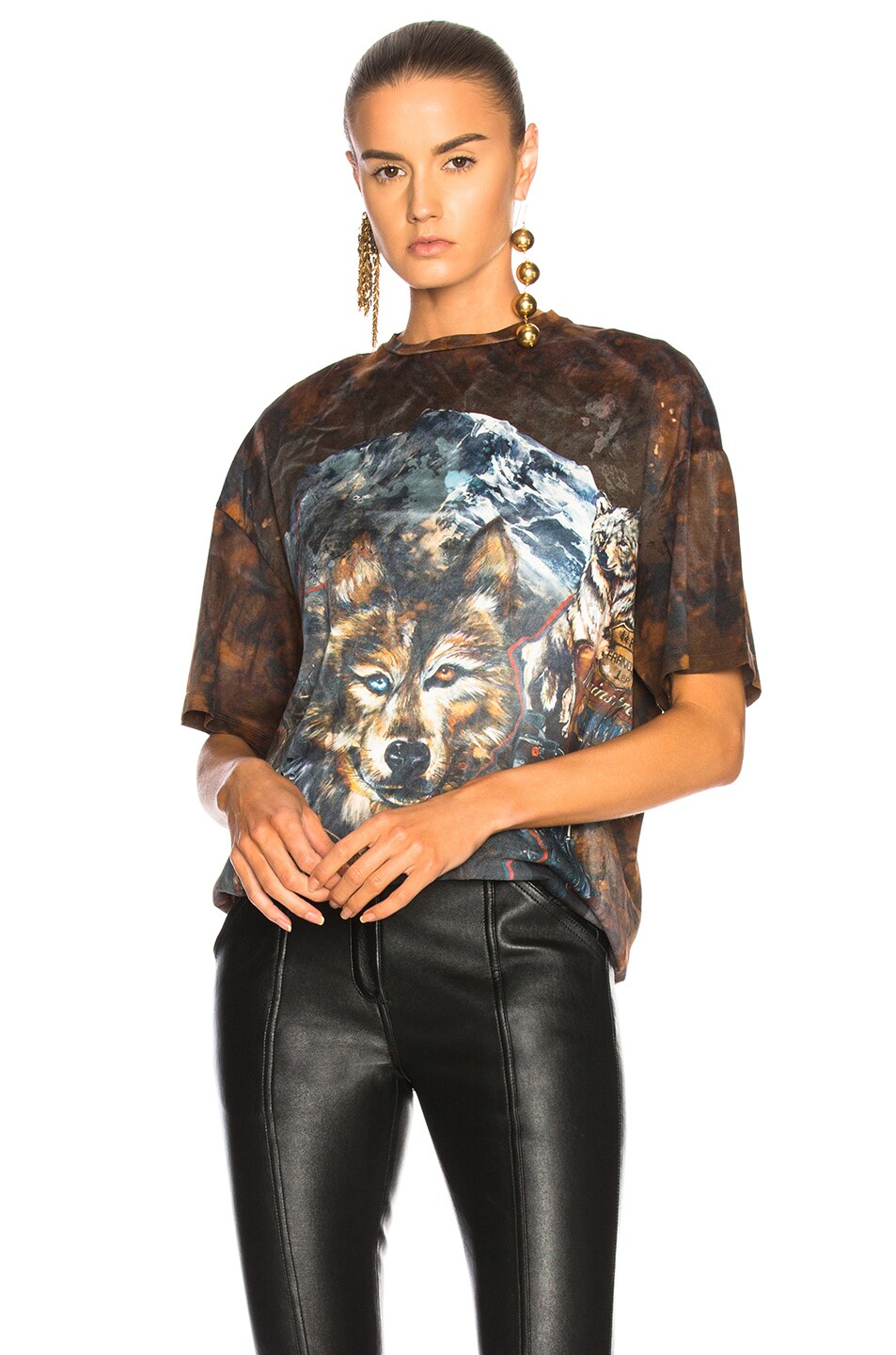 Image 1 of BALMAIN Oversized Wolf Tee in Brown Multicolor