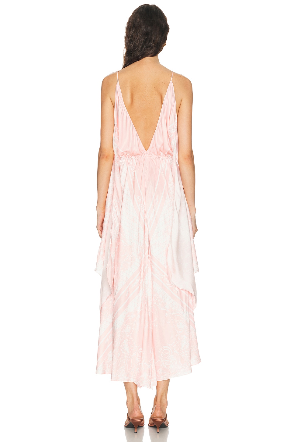 Open Shoulder Foulard Print Dress