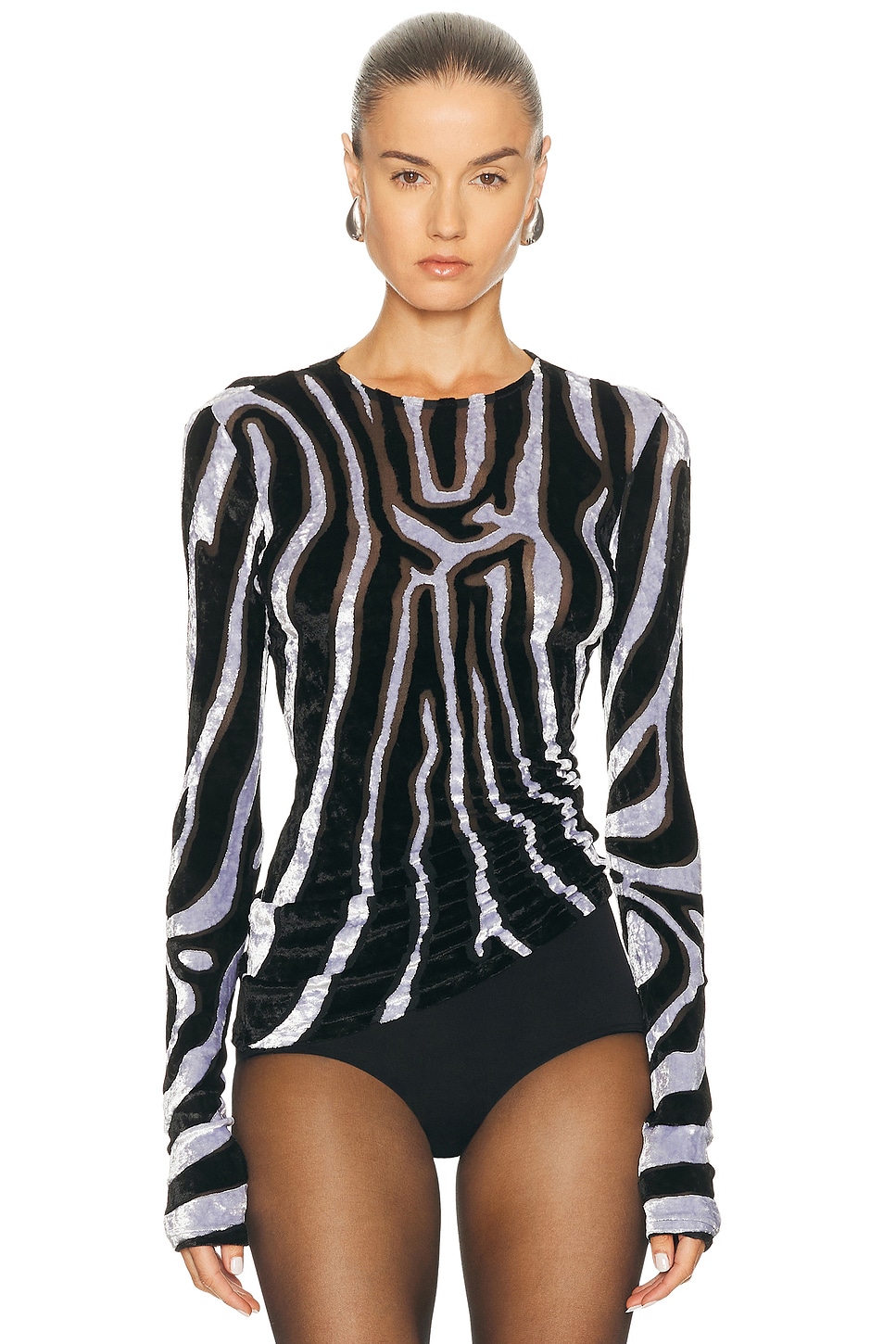 Image 1 of BALMAIN Zebra Bodycon Top in Noir & Blanc