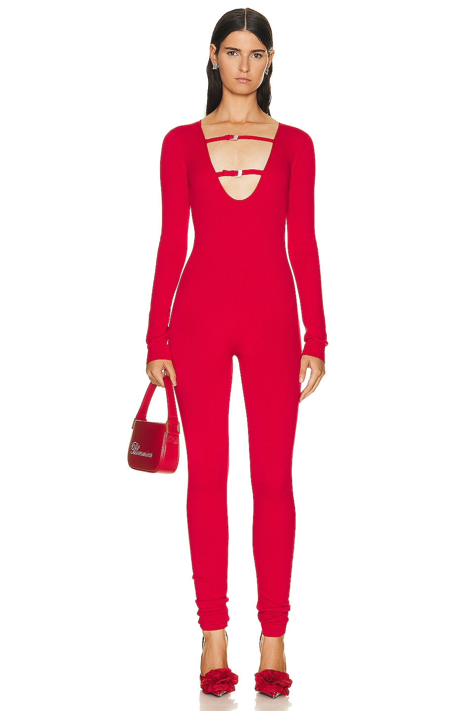 Image 1 of Blumarine Knitted Catsuit in Lipstick Red