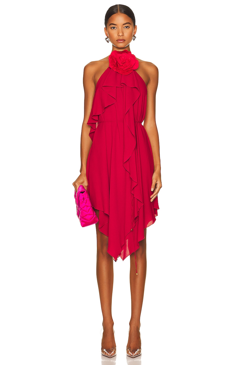 Image 1 of Blumarine Sleeveless Ruffle Dress in Rouge Noir