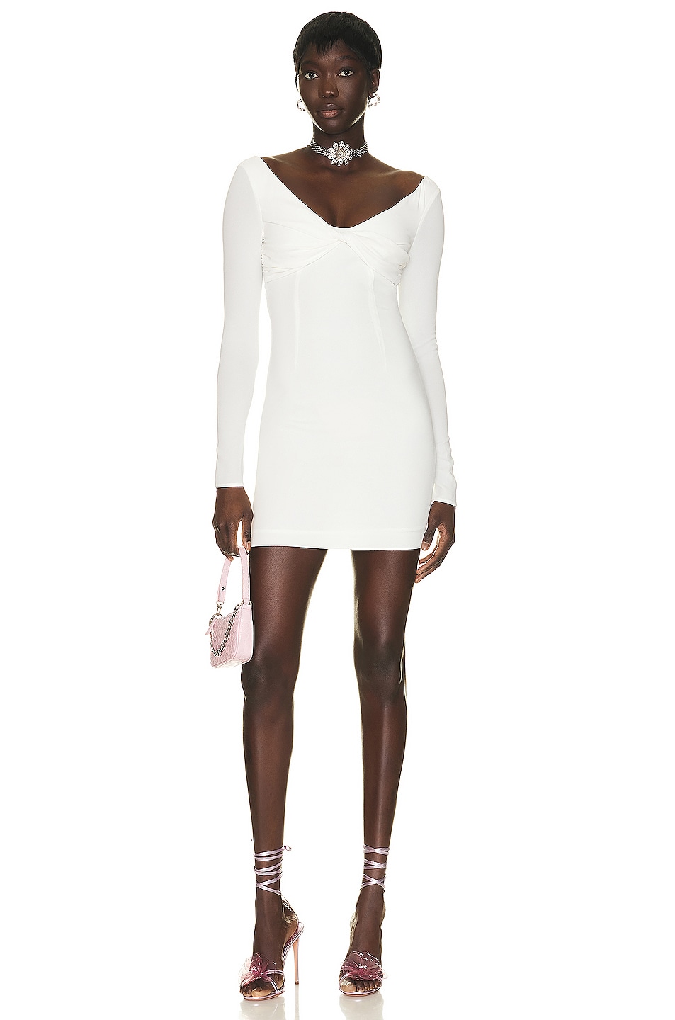 Image 1 of Blumarine Back Cut Out Mini Dress in Bianco Naturale