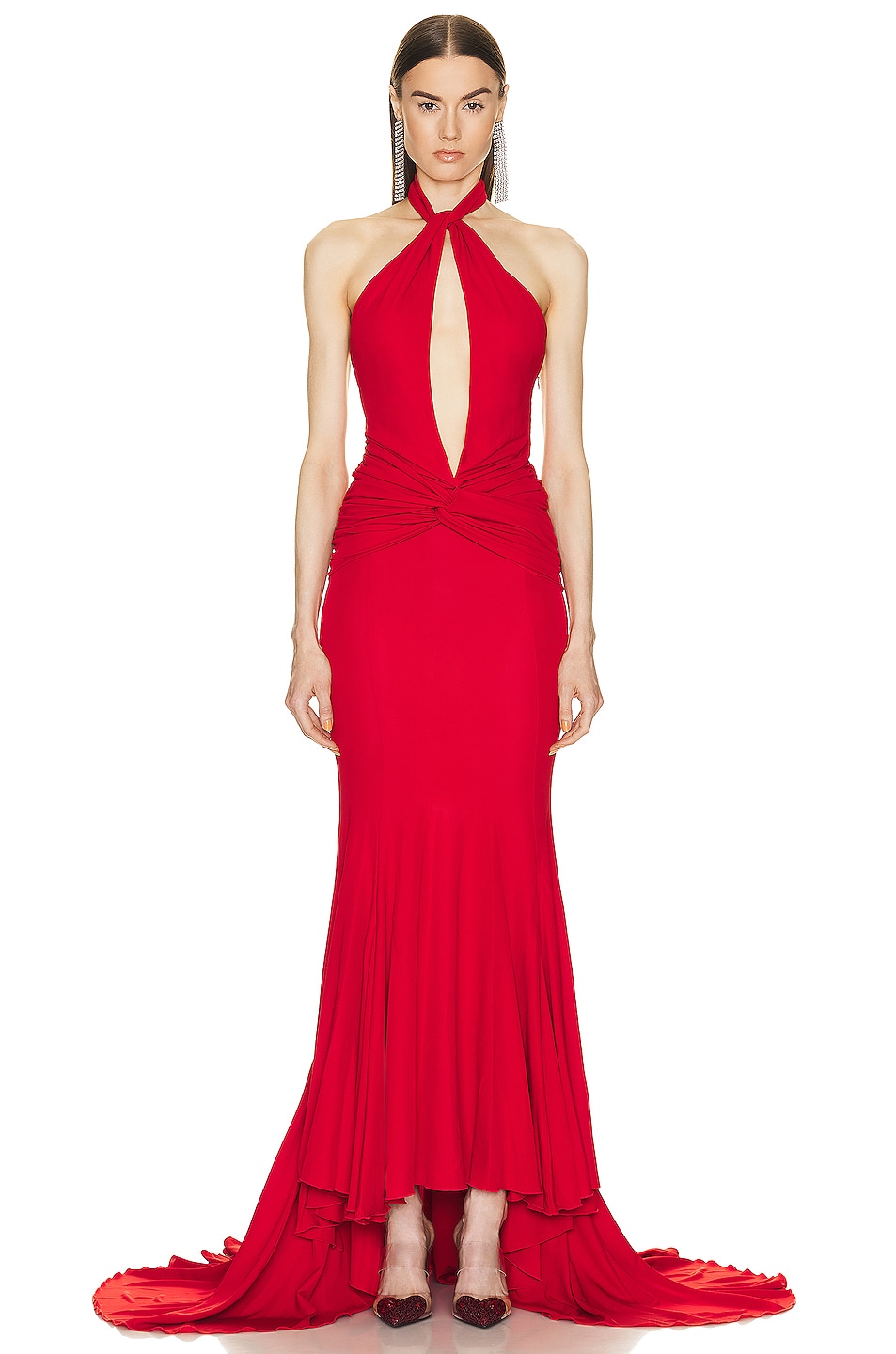 Image 1 of Blumarine Halter Key Hole Gown in Lipstick Red