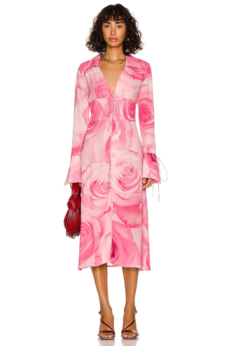 Image 1 of Blumarine Printed Dress in Dusty Pink & Fuxia