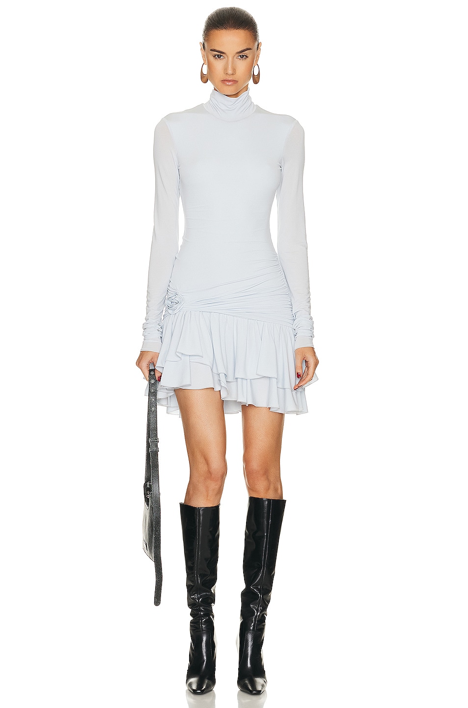 Image 1 of Blumarine Long Sleeve Mini Dress in Ice Grey