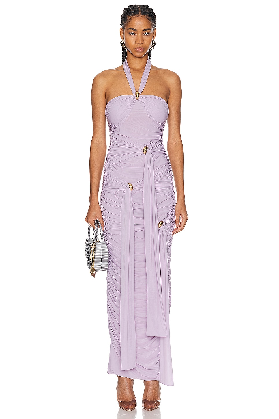Image 1 of Blumarine Halter Neck Maxi Dress in Lavender
