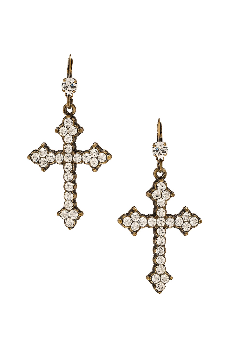 Image 1 of Blumarine Cross Earrings in Ottone Vecchio & Cryst