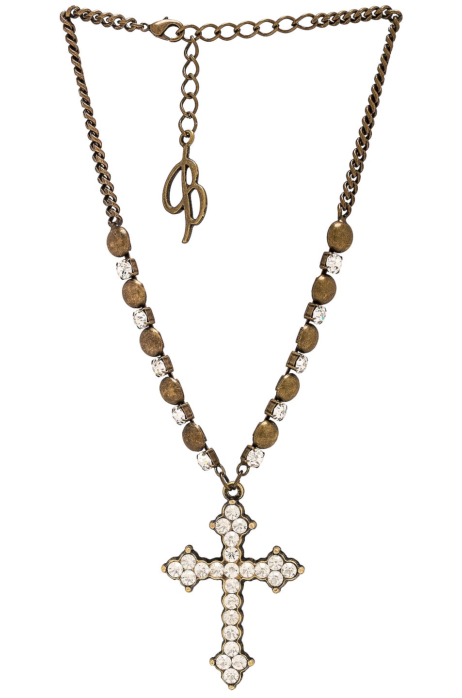 Image 1 of Blumarine Cross Necklace in Ottone Vecchio & Cryst