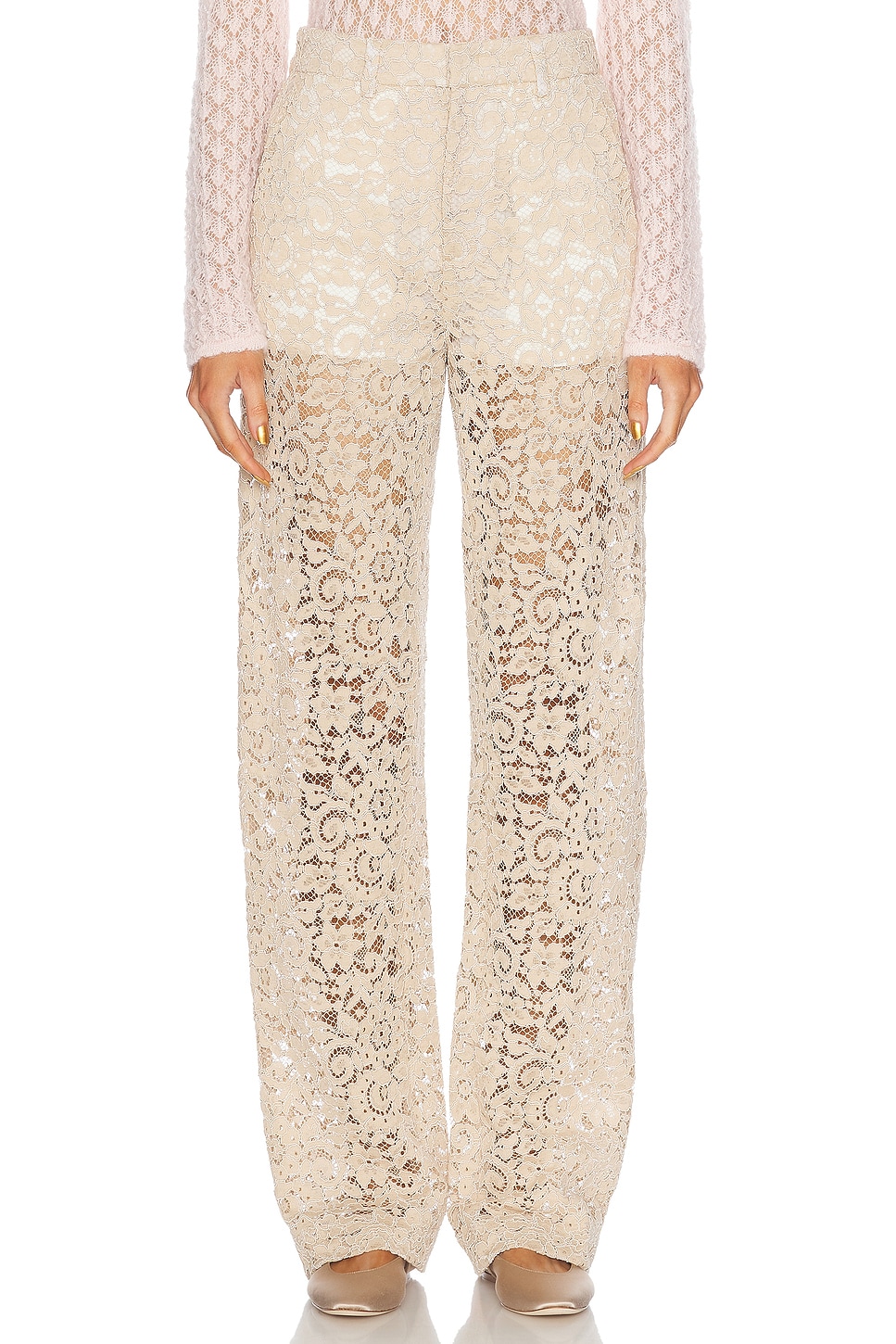 Image 1 of Blumarine Rebrode Lace Pant in White Angora