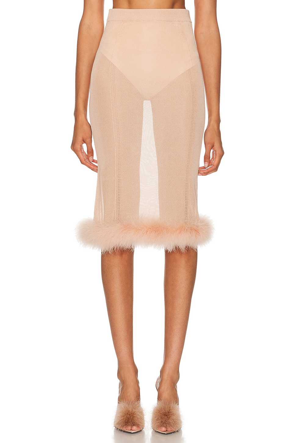Sheer Midi Skirt in Pink