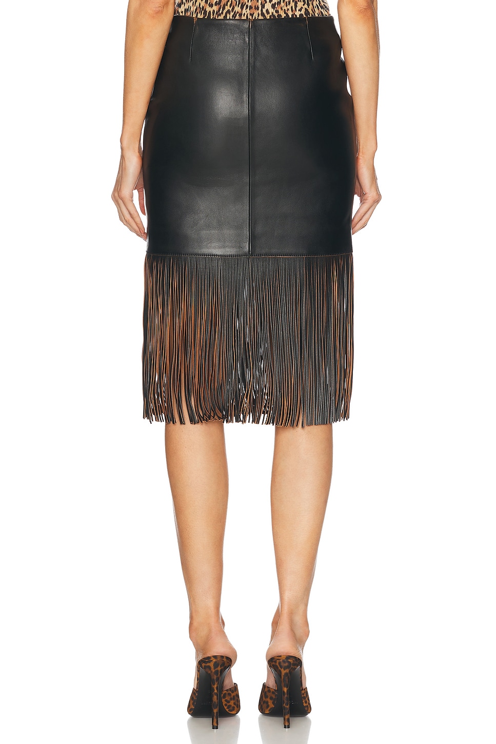 Blumarine Fringe Leather Skirt thumbnail