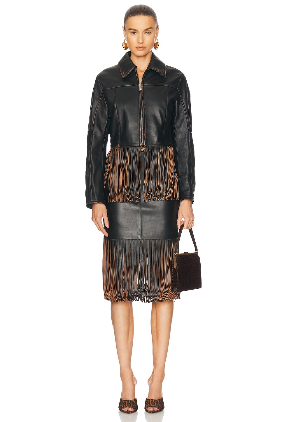 Blumarine Fringe Leather Skirt thumbnail