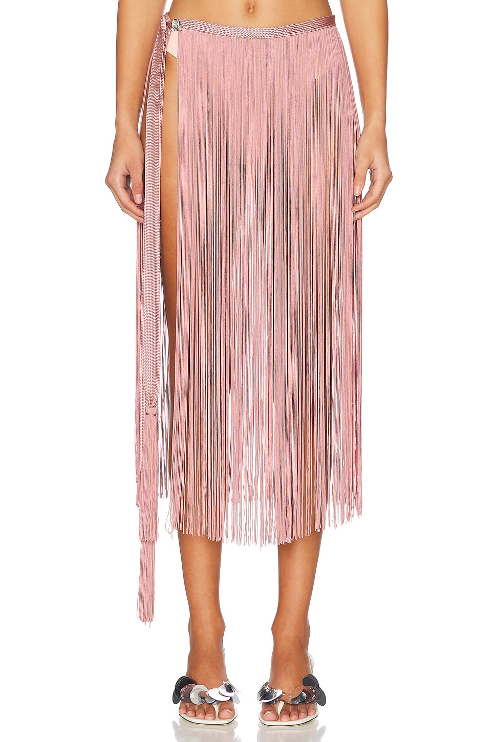 Fringe Midi Skirt in Rose