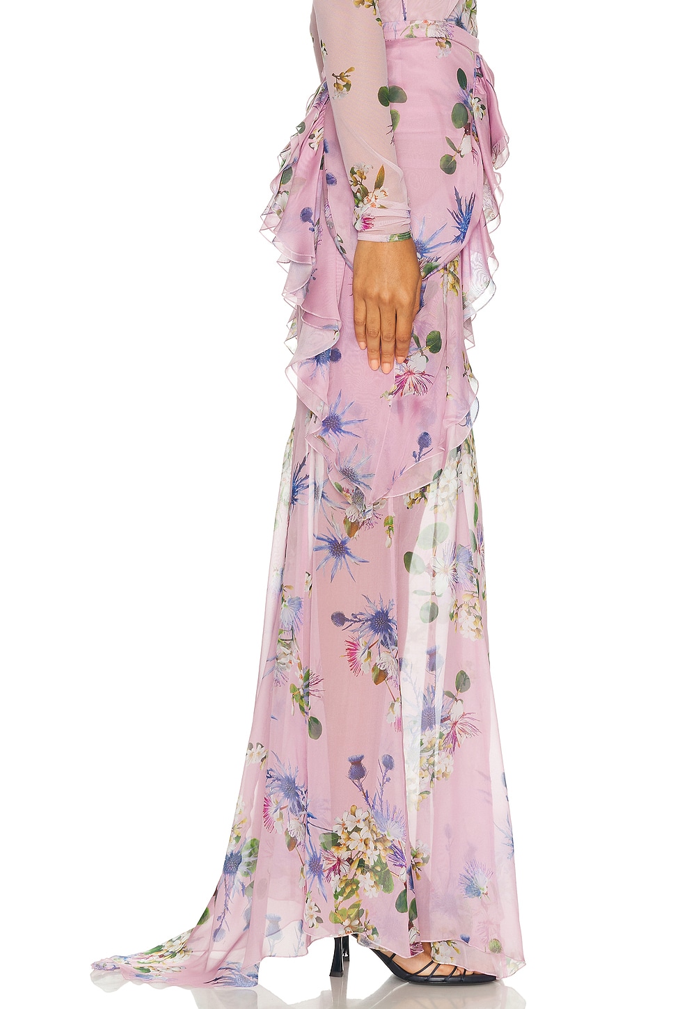 Blumarine Chiffon Sheer Skirt In Multi