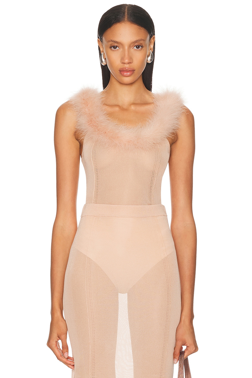 Fur Collar Tank Top in Pink