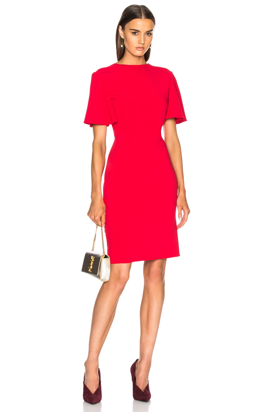 Image 1 of Brandon Maxwell Draped Back Bias Dress in Red