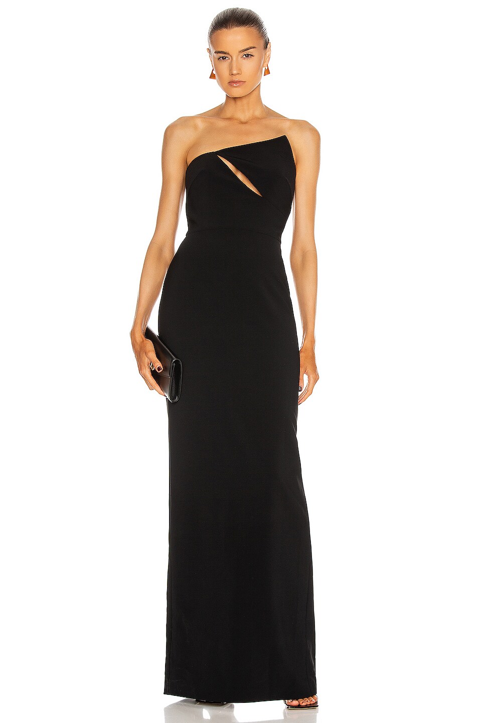Image 1 of Brandon Maxwell Strapless Cutout Column Gown in Black