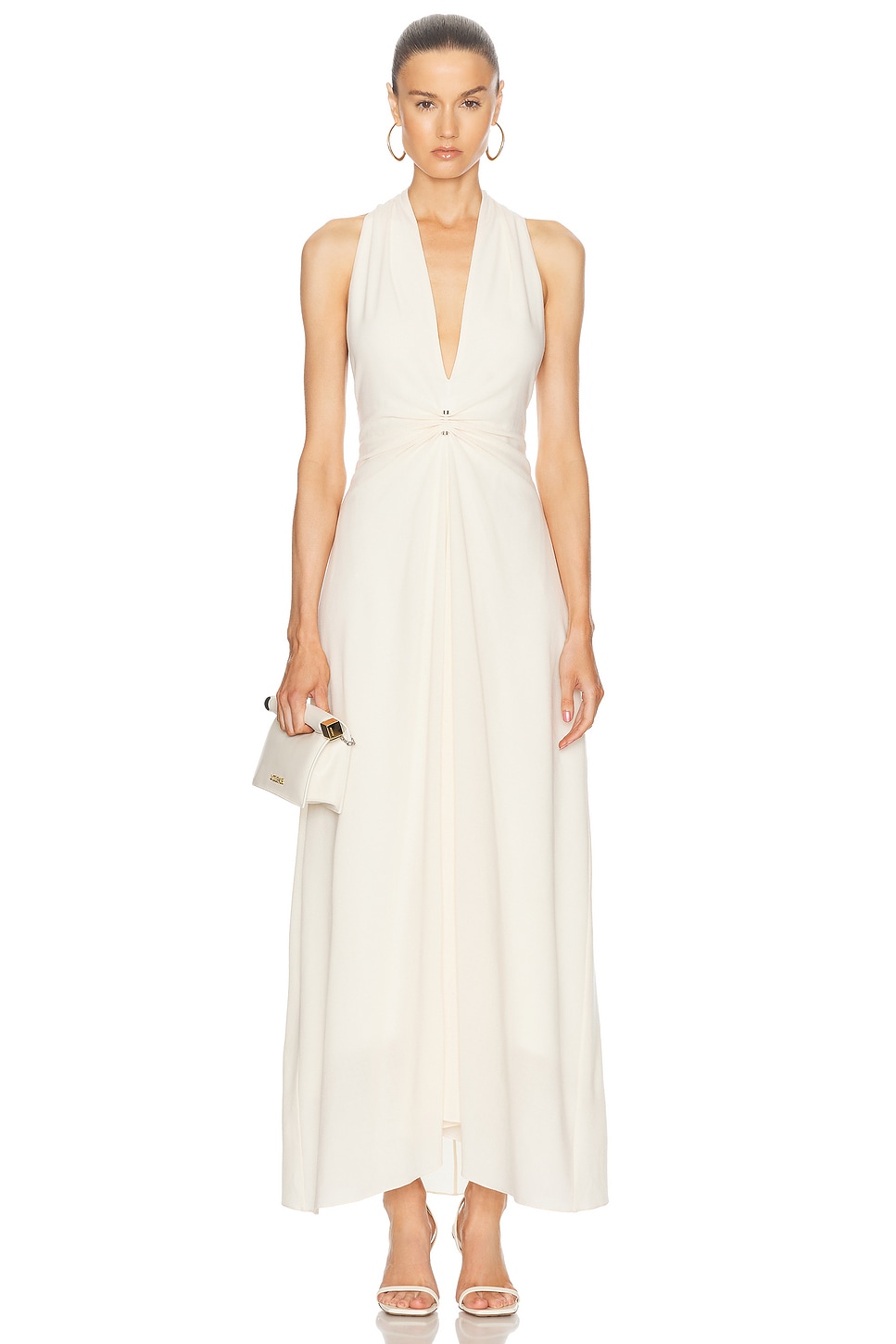 Image 1 of Brandon Maxwell Banks Deep V Dress in Ivory