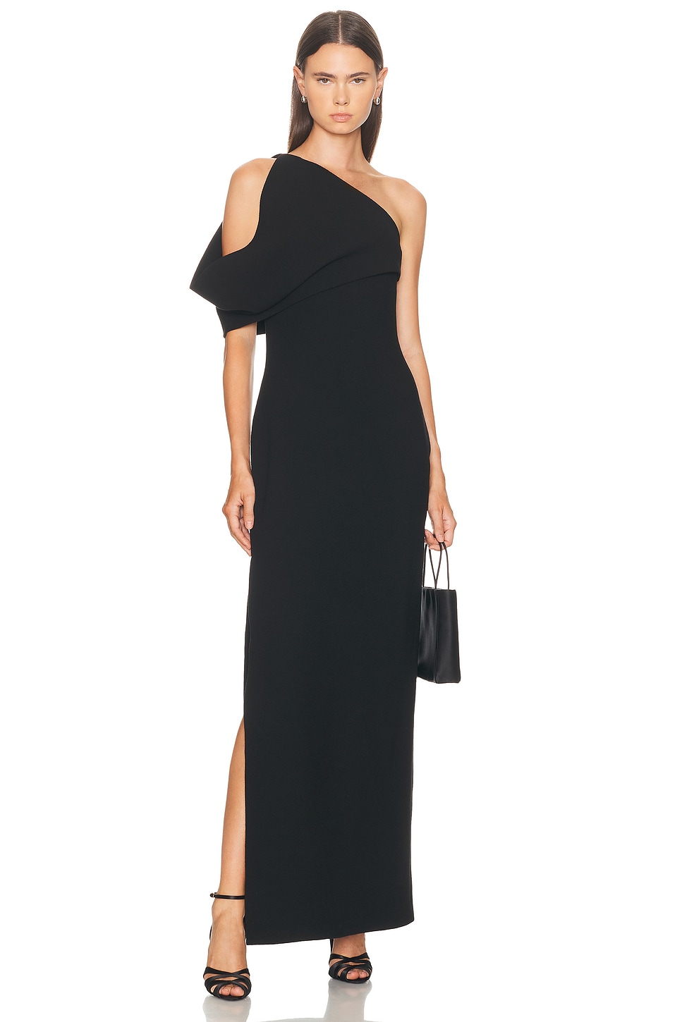 Brandon Maxwell The Romee Draped One-shoulder Column Gown In Black