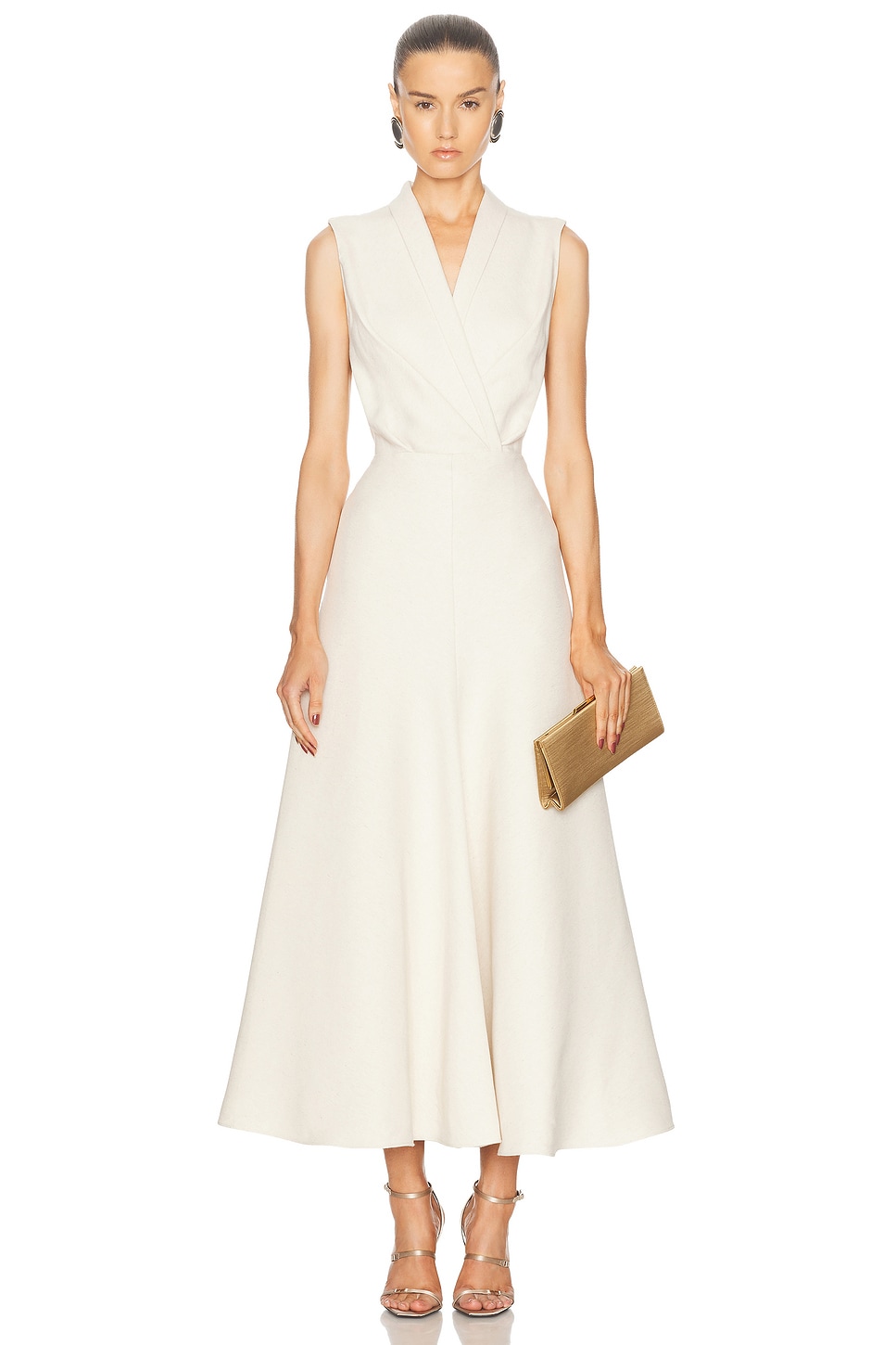 Emelie Blouson Wrap Dress in Ivory