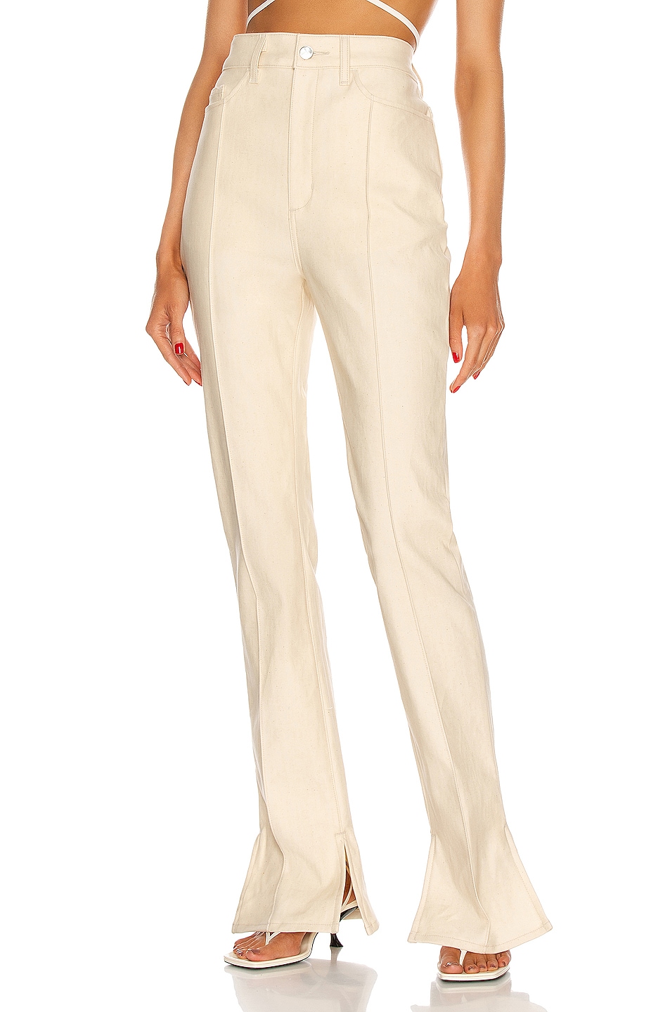 Image 1 of Brandon Maxwell Jean With Pintuck & Slits in Ivory