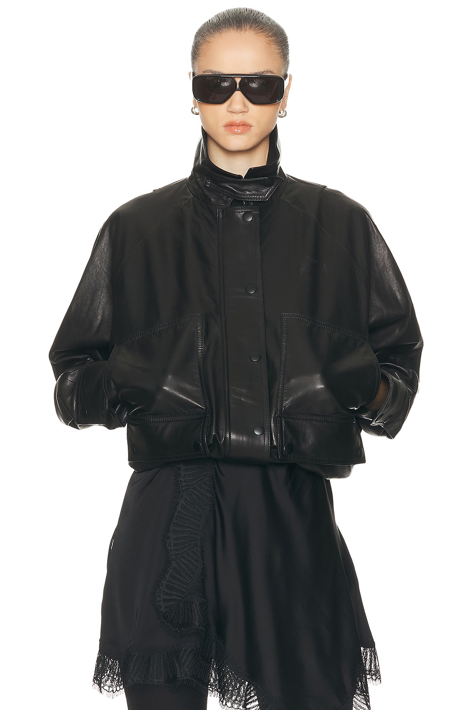 Brandon Maxwell Harper Balloon Jacket In Black