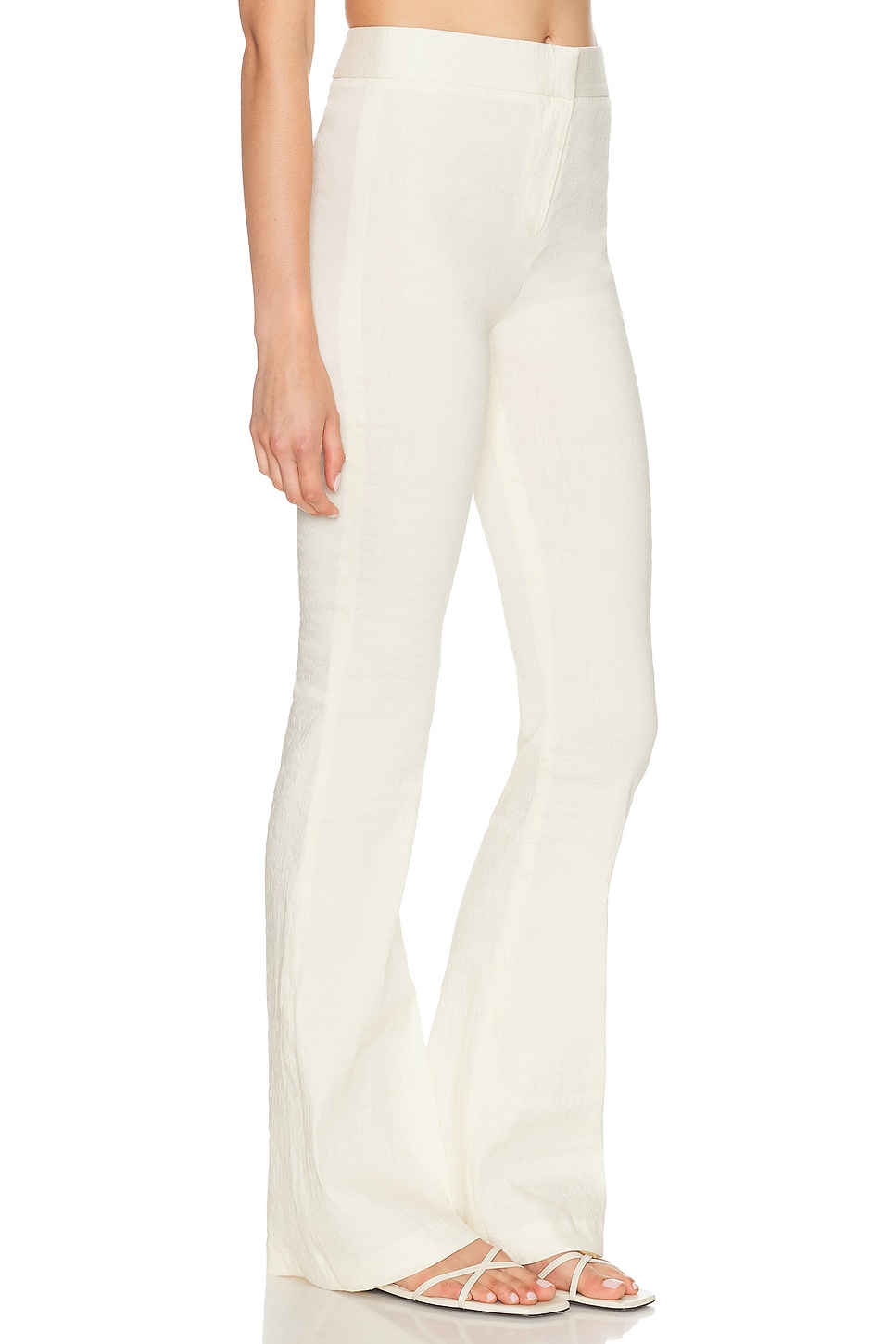 Brandon Maxwell The Fae Stretch Mid-rise Pant W/ Flared Hem In White