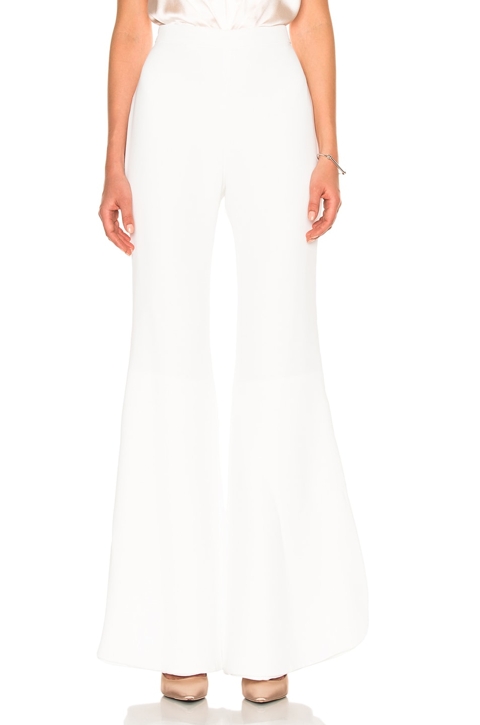 Image 1 of Brandon Maxwell Petal Layered Bell Bottom Pant in Ivory