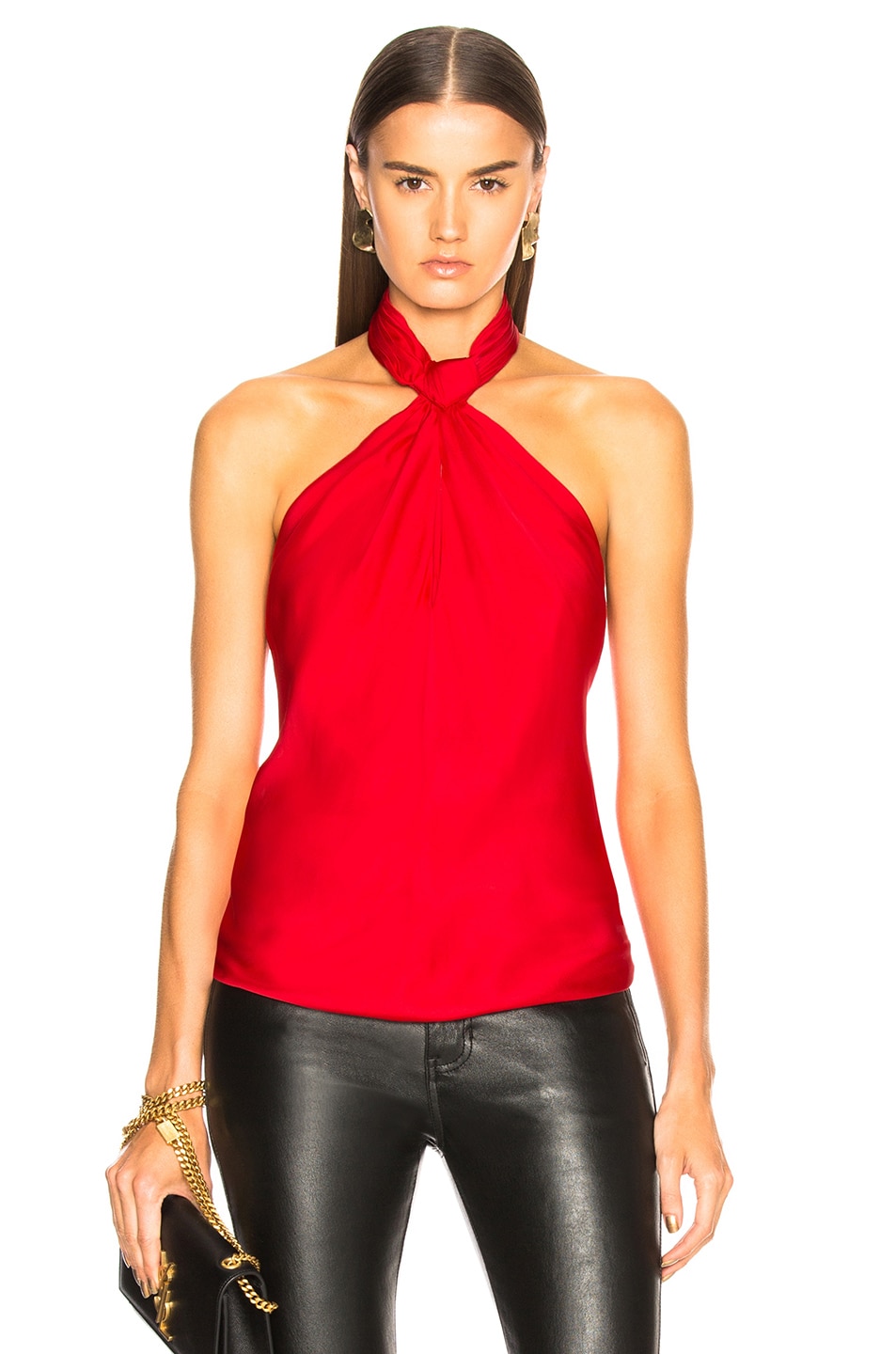 Image 1 of Brandon Maxwell Chiffon Knot Top in Red