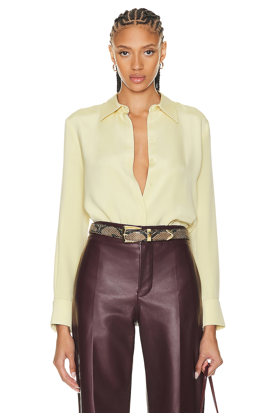 Image 1 of Brandon Maxwell The Spence Button Down Shirt in Buttercream